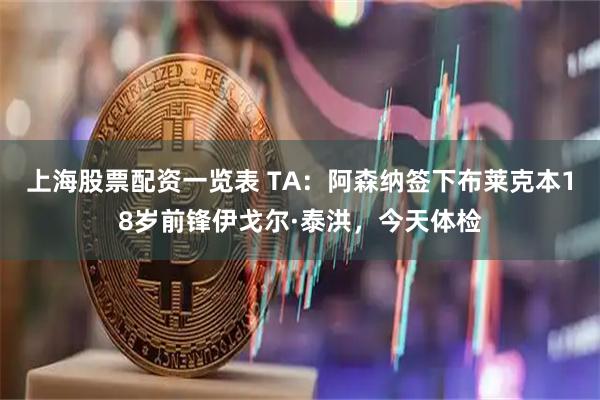 上海股票配资一览表 TA：阿森纳签下布莱克本18岁前锋伊戈尔·泰洪，今天体检